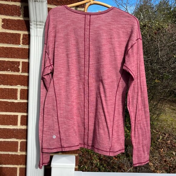 Lululemon Sweat Embrace Long Sleeve Heathered Misty Merlot Women's 10 - Picture 6 of 8